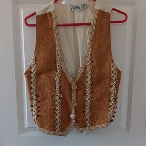 Jane Ashley Vintage Jute Burlap Wood Beaded Vest Medium